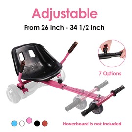 Hoverboard Seat Attachment for Kids & Adults, Go Kart Attachments Fits Self Balancing Scooter, Adjustable Frame, Transforming into Go Kart, Pink