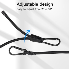 XIAOCHENG 36 inches Adjustable Bungee Cords with Hooks，Super Resilient，Easy to Adjust from 7" to 36"，Suitable for Cargo, Trolley, Bicycle, Luggage, Truck, 6-Pack