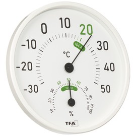 TFA Dostmann 45.2045.02 Analogue Thermo-Hygrometer for Indoor and Outdoor Use with Coloured Comfort Zones White