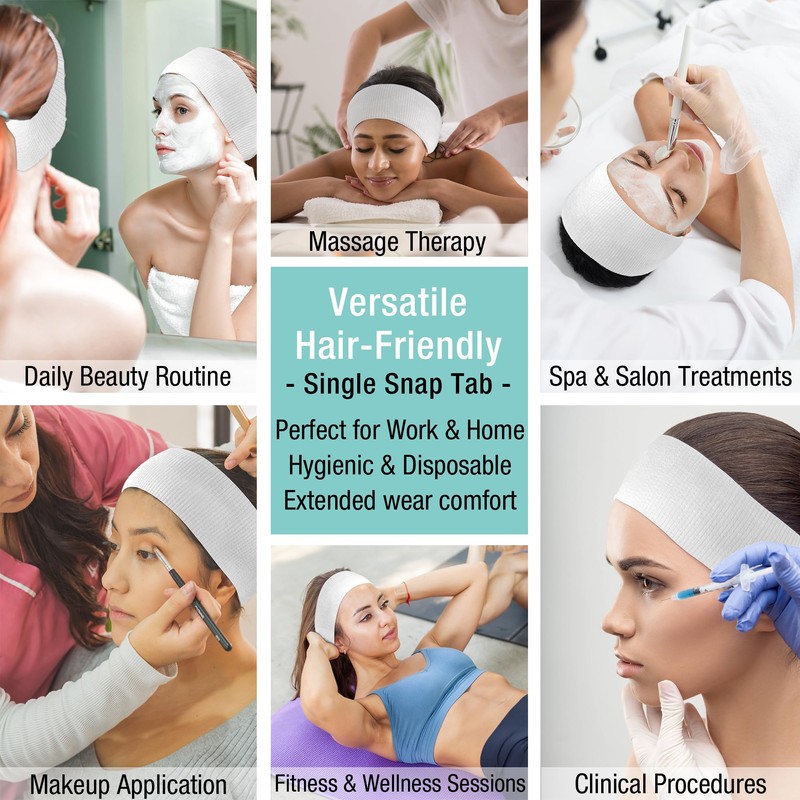 Appearus Professional Disposable Headbands with Single Snap Tab - 100