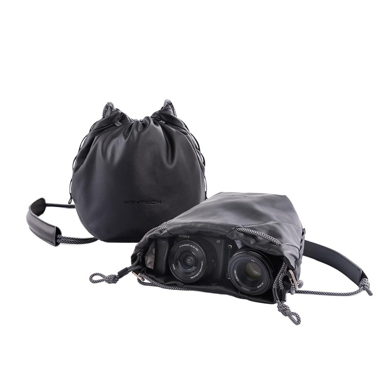 PGYTECH OneGo Drawstring Small Camera Bag, Leather Soft Camera Pouch