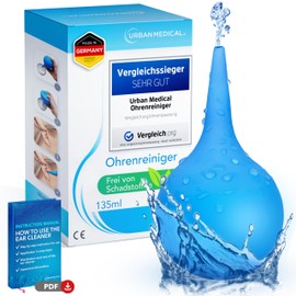 URBAN MEDICAL Ohrenschmalz Entferner - Sanfte Ohrendusche für Erwachsene, Kinder & Babys - Wiederverwendbarer Ohrreiniger - Sicher und effektiv - 135ml