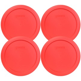 Pyrex 7201-PC 4-Cup Red Food Storage Replacement Lid (4-Pack) - Made in USA
