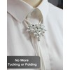 PEARLY JUN Bolo Tie for Men Women Rhinestone Silver Flower