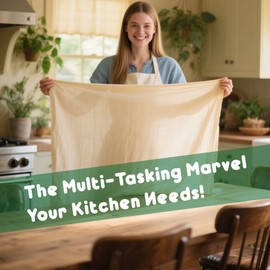 IRSUWBX Cheese Cloths 10 Pack - 20x20 Inch Unbleached Organic Cheesecloth for Straining Milk, Juicing, Liquids | Grade 100, 100% Cotton with Overlocked Edges, Reusable Precut Fine Mesh Butter Muslin