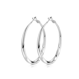 KRFY Hoop Earrings For Women 925 Sterling Silver Post Hypoallergenic 14K Gold Plated Large Hollow Tube Hoops Silver Big Hoop Earrings 50mm