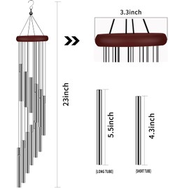 tujol Wind Chimes for Outside, Sympathy Wind Chimes Outdoor Clearance with 12 Aluminum Alloy Tubes and Hook, Memorial Wind Chimes Gift Decoration for Home, Patio, Garden, Outdoor