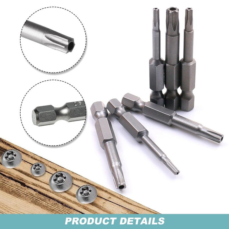 Torx Screwdriver Bit Set 50mm, 1/4 Inch Torx Security Bits