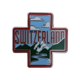 Vagabond Heart Switzerland Lapel Pin - Swiss Enamel Pin - Switzerland Souvenir