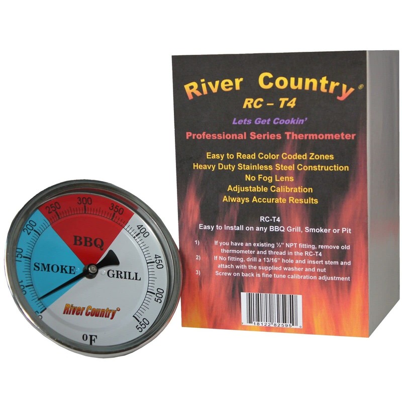 River Country 4" dial Adjustable BBQ, Grill, Smoker Thermometer Temperature