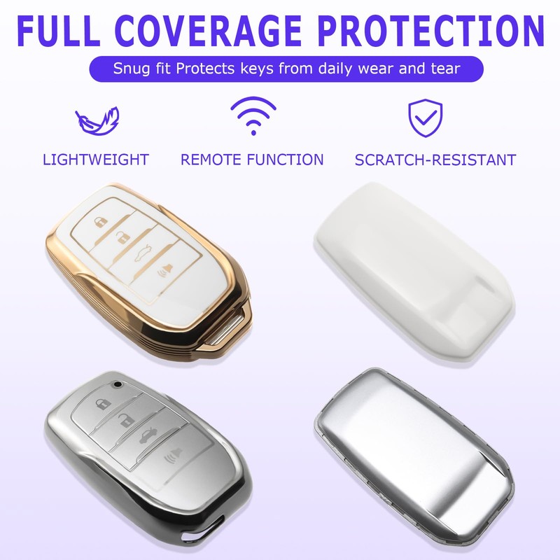 8T69T 2-Pack for Toyota Key Fob Cover with Keychain Accessories