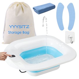 YYYSITZ Sitz Bath, Electric Sitz Bath for Hemorrhoids, Sitz Bath for Toilet Seat, Postpartum Care Basin, Sitz Baths Salts Bowl for Women Men, Sits Bath Soak Pan, Hip Bath Tub, Collapsible, Blue