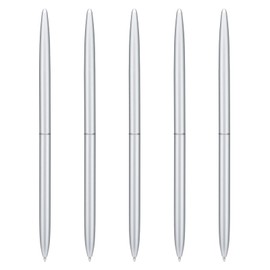 5 Pieces Ballpoint Pen Set, Black Ink Slim Lightweight Smooth Writing Metal Pen, for Business Office Teacher Student Wedding Guest (Matte Silver)