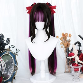 Lolita Wig, Harajuku Style, GAL Series, Twin Tails, Long, Black, Purple, Mesh, Wig, Heat Resistant, For Disguises, Costumes, Parties, Festivals, Events, Fashionable, Cosplay Wig