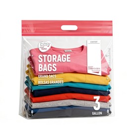 EASYYOURHOME 20 bolsas de almacenamiento extra grandes con cierre de cierre con asa e inferior, tamaño de 3 galones, 16 x 15.5 pulgadas + 5 pulgadas, bolsa de plástico reutilizable con doble cierre
