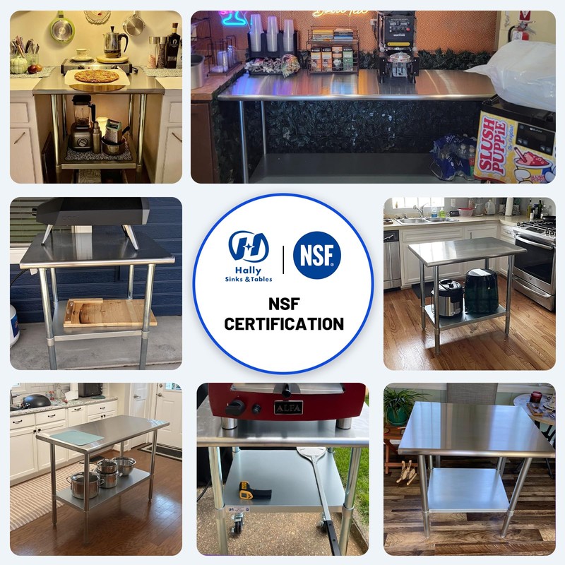 Hally Stainless Steel Table for Prep & Work 14 x