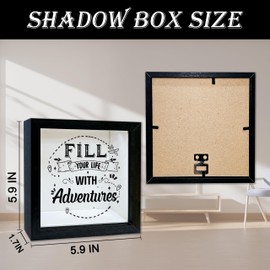 Adventure Fund Shadow Box Frame, Honeymoon Fund Box with Slot, Fill Your Life with Adventures Theme Travel Memory Box, Adventure Archive Box Wedding Gifts, Decorative Wooden Money Savings -04