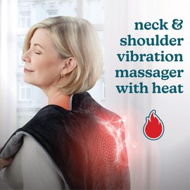 Homedics Heating Pad, Duel Intensity Vibrating Heated Neck & Shoulder Massage Wrap to Aid & Rejuvenate Sore and Tired Muscles, Black