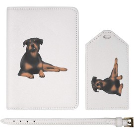 Azeeda 'Goofy Rottweiler' Passport Cover & Luggage Tag Travel Set (PA00025670)