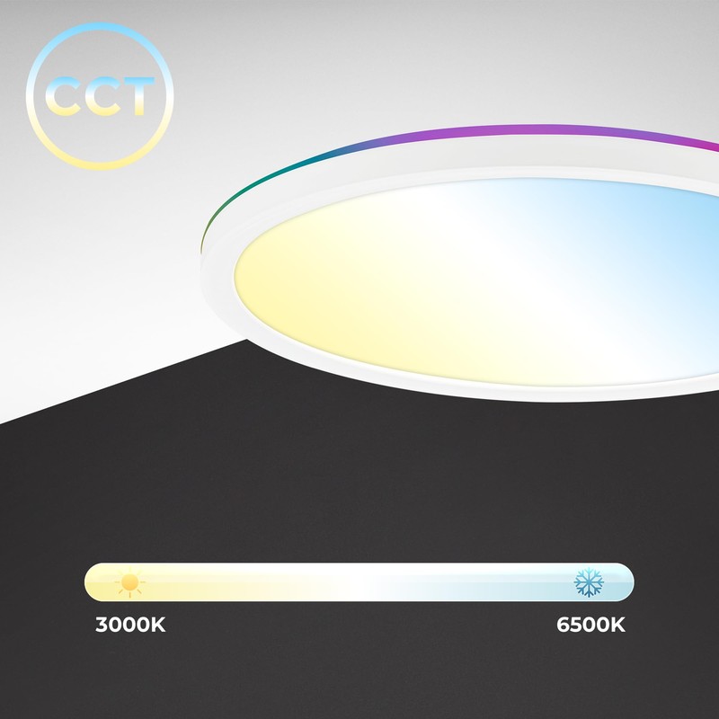 B.K.Licht - LED Ceiling Light Flat with Remote Control, RGBIC