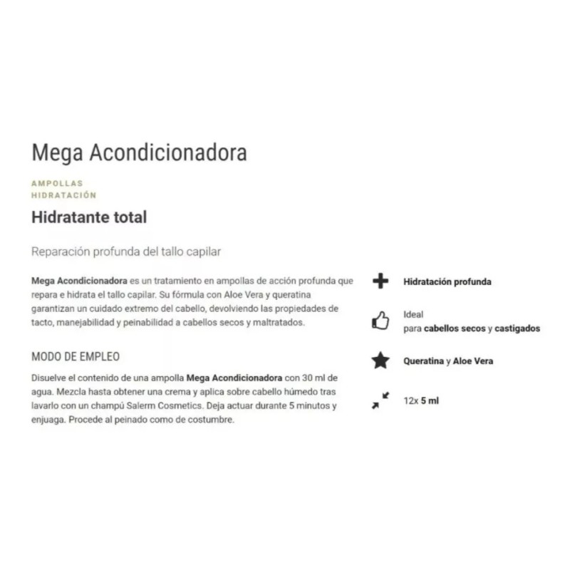 Salerm Ampolleta Salerm Mega Acondicionadora 12 Unidades 5ml C/u