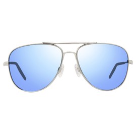 Revo Unisex RE 3087 Windspeed Aviator Polarized UV Protection Sunglasses, Polished Chrome Frame, Blue Water Lens
