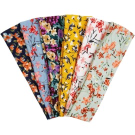 TERSE Headbands for Women Trendy Floral Print - Non Slip Summer Head Bands Soft Fabric Hair Bands for Workout Yoga Running Sport
