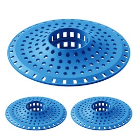 Aluvor Shower Hair Drain Catcher, Silicone Bathtub Drain Hair Catcher Strainer, All-in-one Tub Hair Catcher Drain Protector for 1.48'' to 1.76'' Regular Drains, 3PCS/Blue