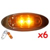 Set of 6 2" Amber Oval Oblong LED Clearance Side