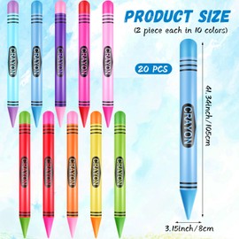Glimin 20 Pcs 41.34 Inch Jumbo Inflatable Crayons Neon Blow up Crayons Large Inflate Crayon Party Favors Giant Crayon Prop for Birthday Party Supplies Classroom Back to School Decorations