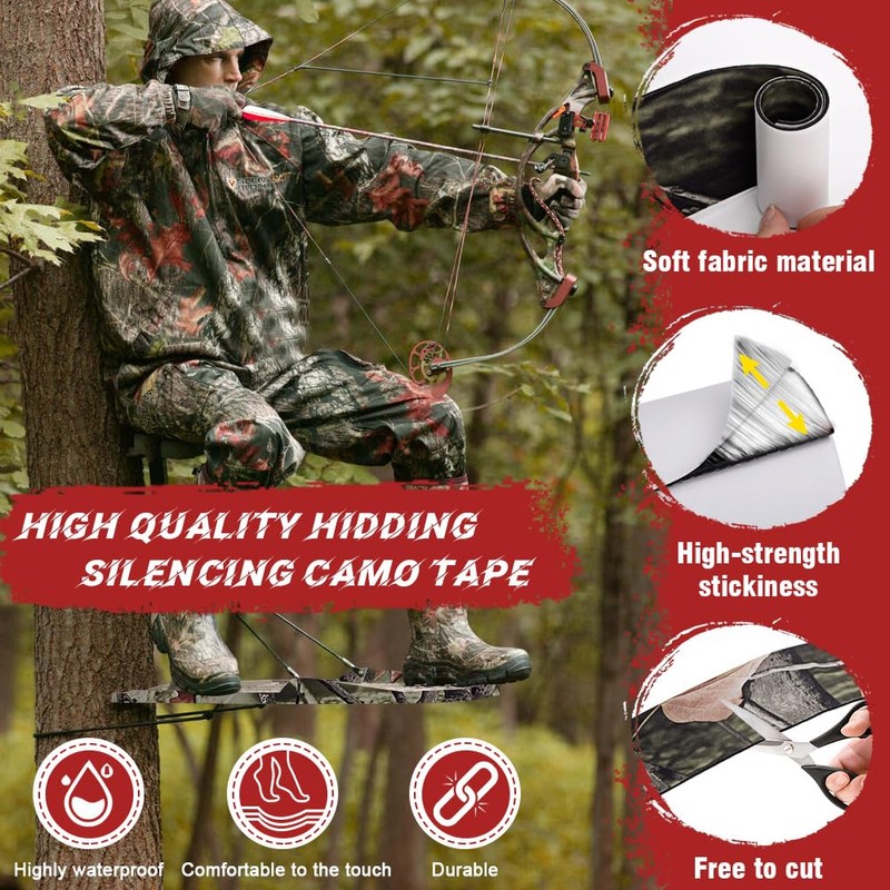 Camo Silencing Tape, 2 Rolls Camouflage Self Adhesive Tape Silencing