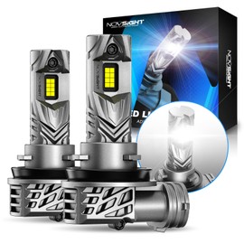 NOVSIGHT H11 Bulbs 48000LM 600% Brightness H8/H9 1:1 Mini Size Fog Light Bulb Set 6500K Cool White, Pack of 2