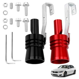 Pack of 2 Exhaust Sound Booster, Sound Booster, Aluminium Alloy Car Turbo, Sound Generator Car, Turbo Sound Simulator Whistle, Cars Tailpipe Silencer for Cars on All Models Red Black