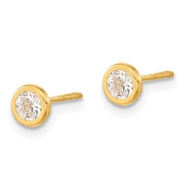 Unbranded 4.5mm 14K Yellow Gold Polished Circle Bezel with CZ Post Earrings