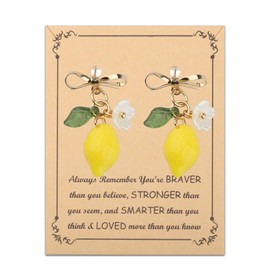 FUSTMW Lemon Earrings for Women Bow Lemon Earrings Lemon Gifts for Lemon Lovers Jewelry Fruit Jewelry Lemon Inspired Gifts, Zinc, No Gemstone