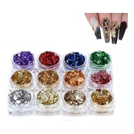 Mouyic Hoja Oro Plata Colores Decoracion Uñas Y Manualidades 12 Pz