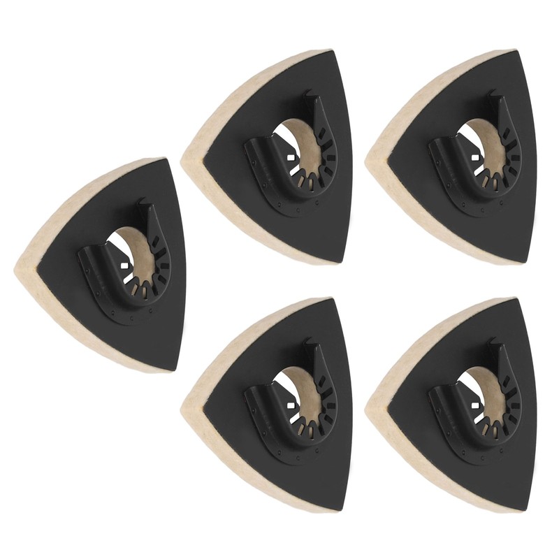 5PCS Wool Polishing Pad with Alloy Steel Base Triangular Felt