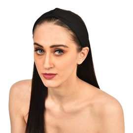 Vogue Hair Accessories Solid Cotton Fabric Knot Stretchable Hairband for Girls and Women, Pack of 1 - Black