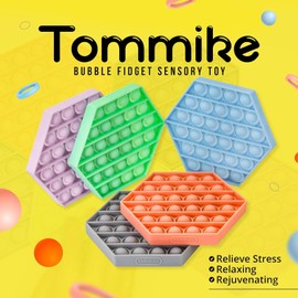TOMMIKE Hexagon Push Pop Fidget Toy Bubble Sensory for Anxiety & Stress Relief Special Needs Autism Learning Office School Game Crafts Kids Adults (White)