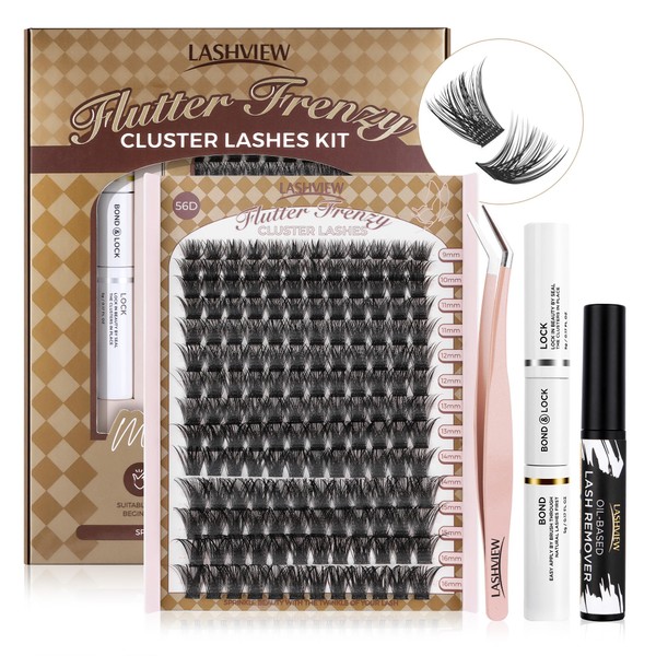 LASHVIEW 56D Diy Lash Extension Kit,Cluster Eyelash Extension Kit,Individual Lashes