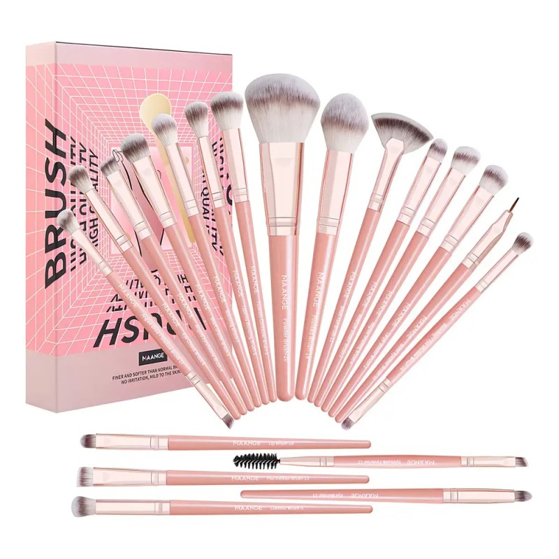 Brochas De Maquillaje Kit 20 Pcs Para Maquillaje Profesional Rosa