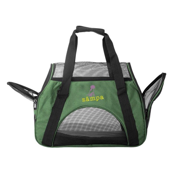 Zampa Airline Approved Soft Sided Pet Carrier, Low Profile Travel Tote, Removable pad, Premium Zippers & Under Seat Compatibility, for Cats and Small Dogs