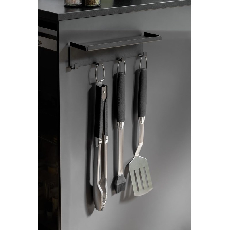 WENKO Ima Magnetic Hook Rack with Shelf, Metal with 4