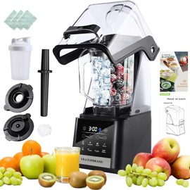Licuadora 1500W,Procesador de Alimentos Batidora,Licuadora Profesional,Autolimpiable y sin BPA, Vacío Cubierta Silenciosa,para Batidos,Frutas...      