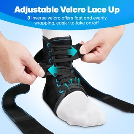 Healrecux Lace Up Ankle Brace for Women Men, Ankle Support for Sprained Ankle, Plantar Fasciitis Brace Ankle Stabilizer Wrap for Basketball, Volleyball, Sports, Injury Recovery, L