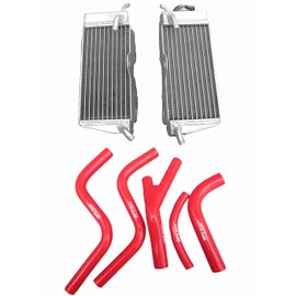 Aluminum Radiator + Silicone hose For 1985-1987 Honda CR250R CR250 1986 85 86 87 (Red)