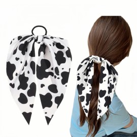 2pcs Cow Print Hair Band, Chic Milk Cow Ribbon Hair Ties Ropes Versatile and Comfortable Ponytail Holders for Women Girls