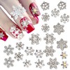 20Pcs Christmas Nail Charms Silver Snowflake Nail Rhinestones for Nails