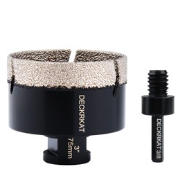 Diamond Hole Saw, 3" Hole Saw for Tiles Granite Marble Ceramic Glass Porcelain, 75mm Core Drill Bit with 5/8-11 Thread and 3/8” Hex Shank Adapter for Angle Grinders & Drills