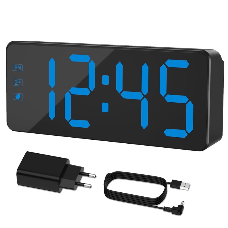 KWANWA Digital Alarm Clock with Large LED Display - Adjustable